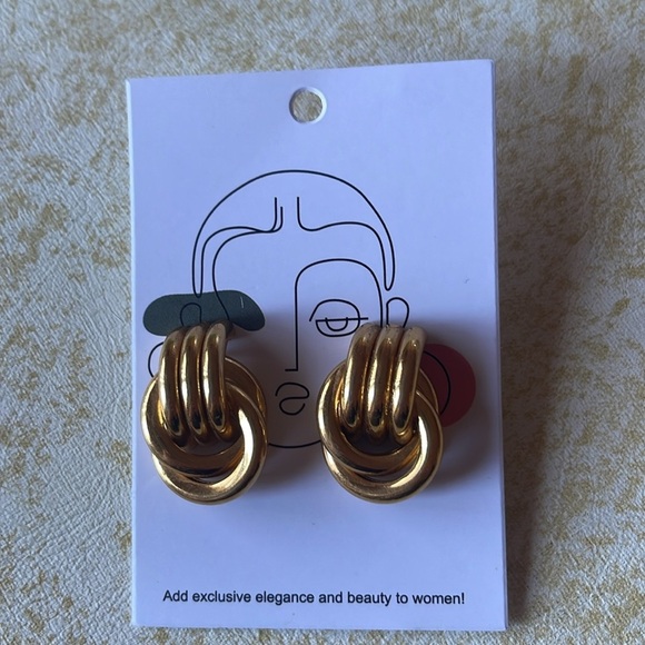 Gold Tone Statement KNOTTED EARRINGS - Picture 9 of 9